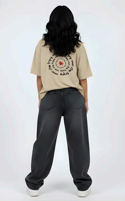 Beige Never StopTrying Tee